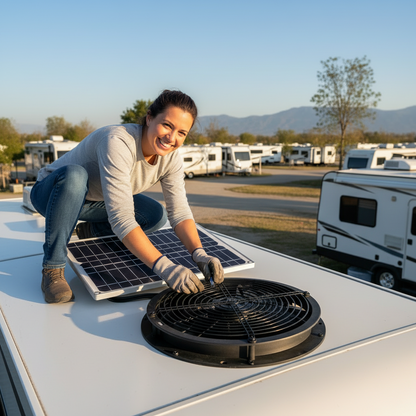 Solar Exhaust Fan Kit – 6-Inch Weatherproof Energy-Saving Ventilation for Greenhouses, RVs, Chicken Coops, Sheds and Dog Houses