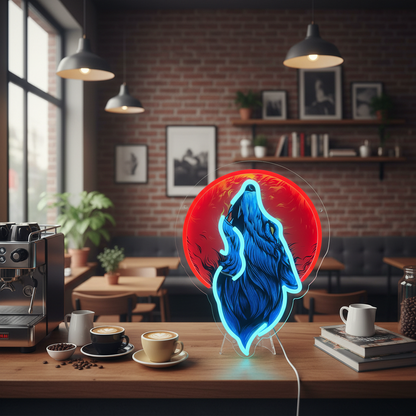 Blue Wolf Head Neon Sign – Cool Anime LED Wall Decor for Game Rooms, Bars, Clubs and Bedrooms with Personalized Gaming Style