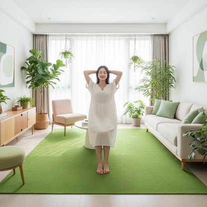 Faux Grass Area Rug – Non-Slip Artificial Turf Mat for Indoor and Outdoor Spaces, Doorways, Bedrooms and Noise-Reducing Floor Decor