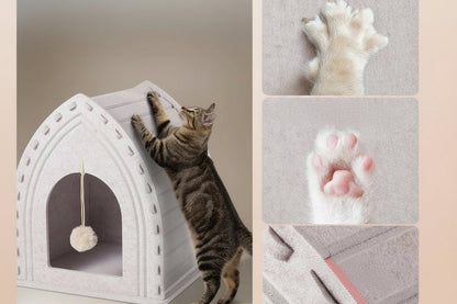 Multi-Function Detachable Cat House – Two-Storey Indoor Kitty Condo with Washable Cushioned Bed for Kittens and Multiple Small Pets
