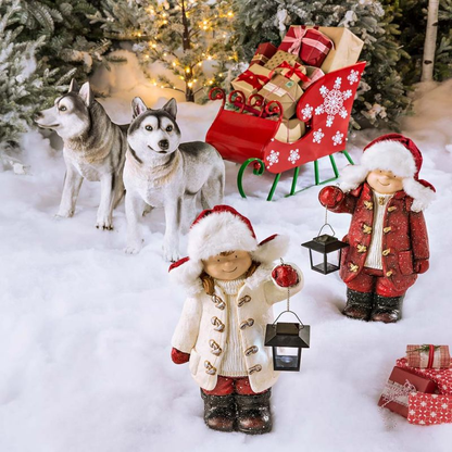 Christmas Children's Lantern Figurine - Adorable Holiday Lantern Sculpture for Kids, Festive Santa and Snowman Decorative Light for Home & Xmas Displays