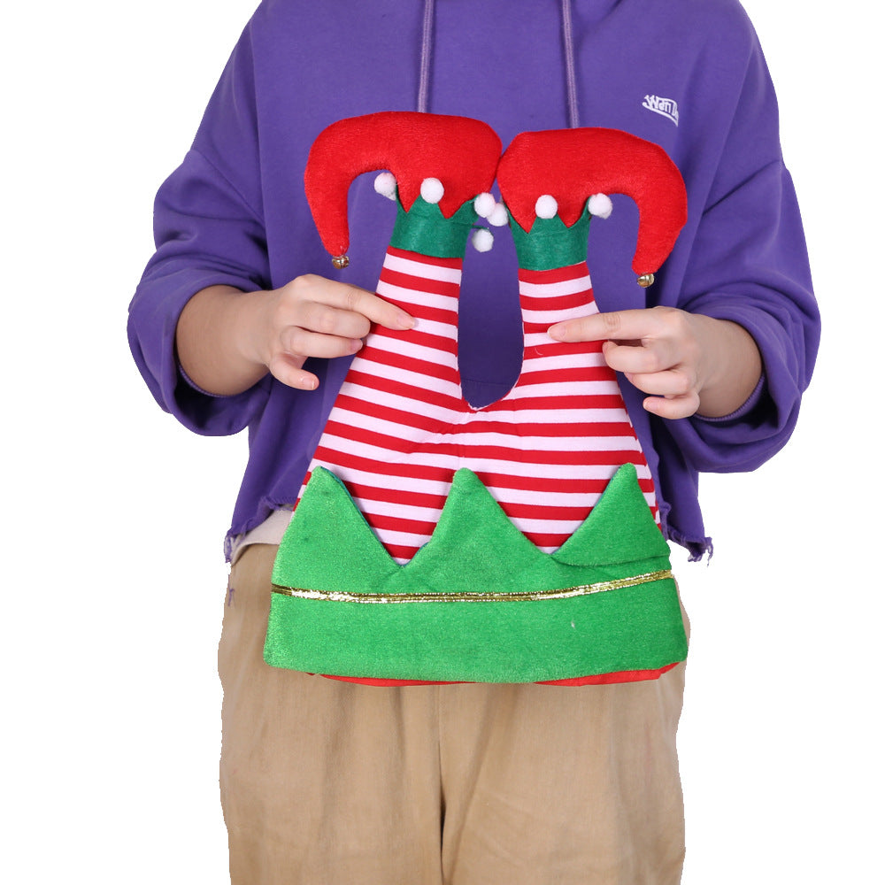 Vibrant Red Christmas Elf Pants Beanie – Funny Holiday Party Hat for Festive Celebrations, Costume Dress-Up, Santa-Themed Events, and Xmas Photo Props