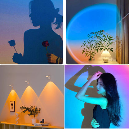 Wireless Sunset Lamp Projector – LED Ambient Night Light for Bedroom, Wall Decor and Cozy Home Lighting