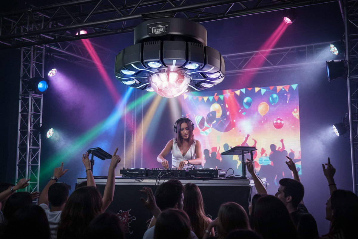 RGBW Moving Head Stage Light – 150W 8-Armed Magic Ball DJ Lighting with DMX512 Control for Weddings, Parties, KTV and Home Theater