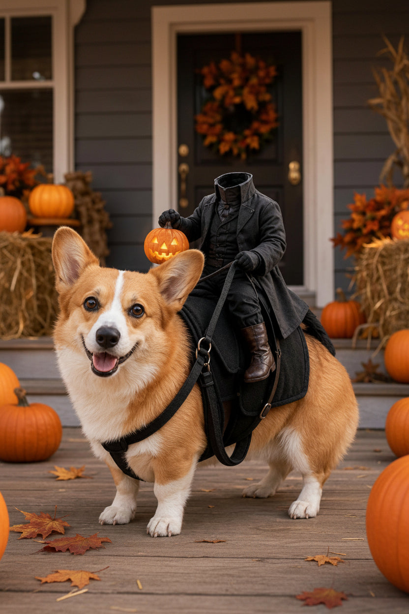 Headless Knight Pet Costume – 3D Pumpkin Lantern Halloween Outfit for Cats and Dogs, Funny Party Vest and Spooky Photo Accessory