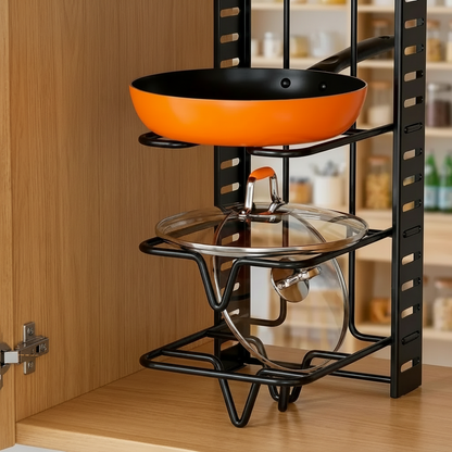 Space Saving Pot Rack Organizer - 8-Tier Metal Kitchen Storage Holder for Pots Pans Lids, Durable Home Organization Solution
