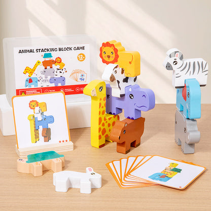 Wooden Stacking Challenge Blocks – Balance Building Toy for Kids with Creative Construction, Problem Solving and Fine Motor Skill Development