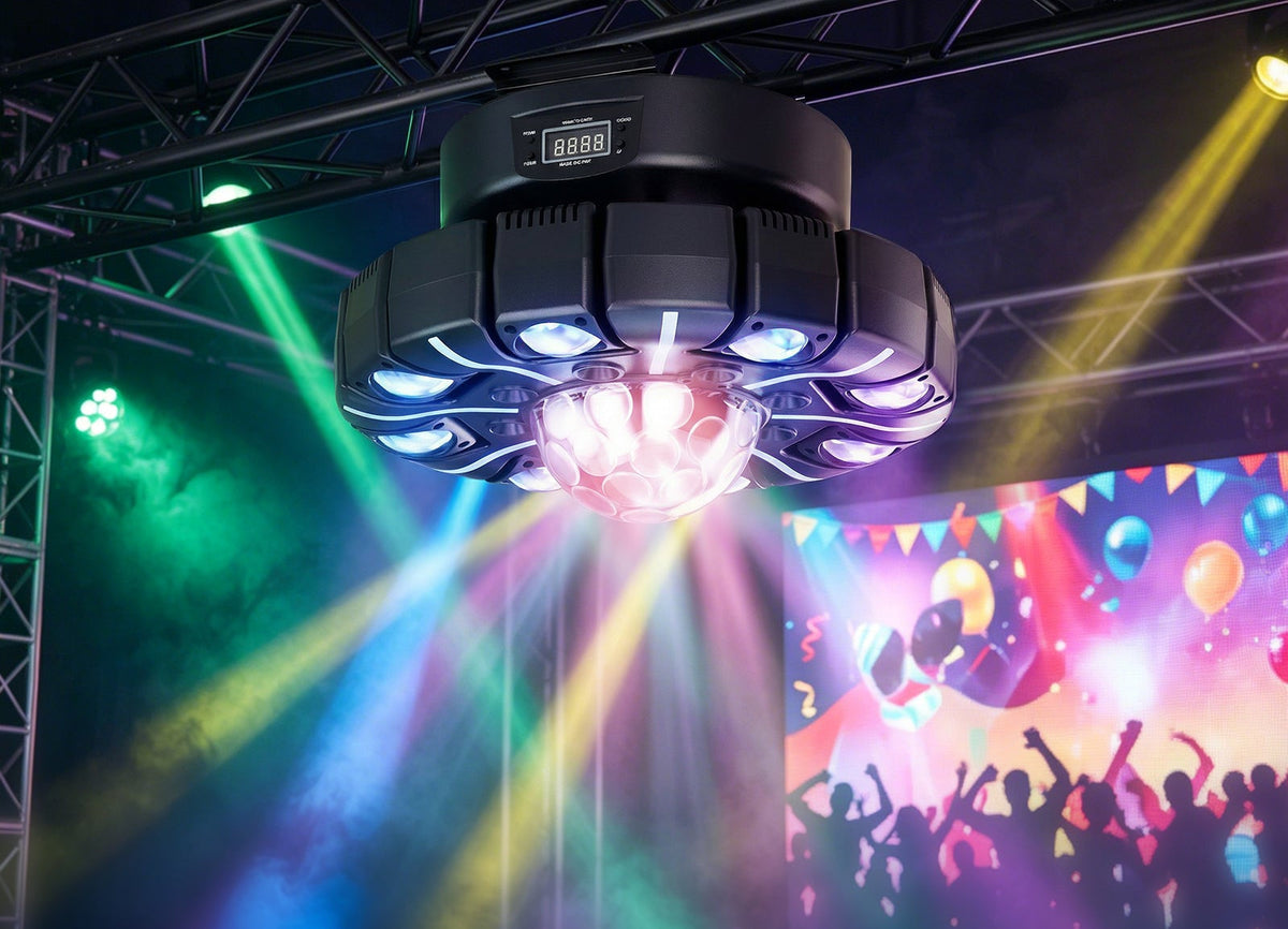 RGBW Moving Head Stage Light – 150W 8-Armed Magic Ball DJ Lighting with DMX512 Control for Weddings, Parties, KTV and Home Theater