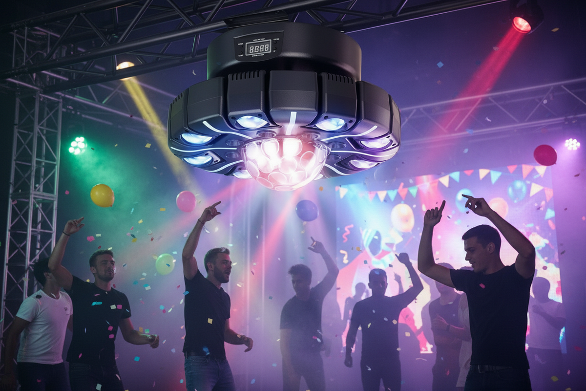 RGBW Moving Head Stage Light – 150W 8-Armed Magic Ball DJ Lighting with DMX512 Control for Weddings, Parties, KTV and Home Theater
