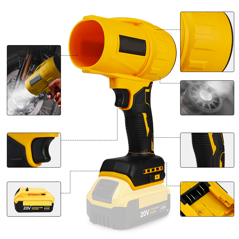 Cordless Turbo Jet Air Blower - Brushless Electric Dust Cleaning Tool Compatible with Dewalt 20V Batteries for Workshop Use