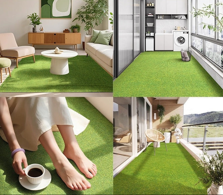 Faux Grass Area Rug – Non-Slip Artificial Turf Mat for Indoor and Outdoor Spaces, Doorways, Bedrooms and Noise-Reducing Floor Decor