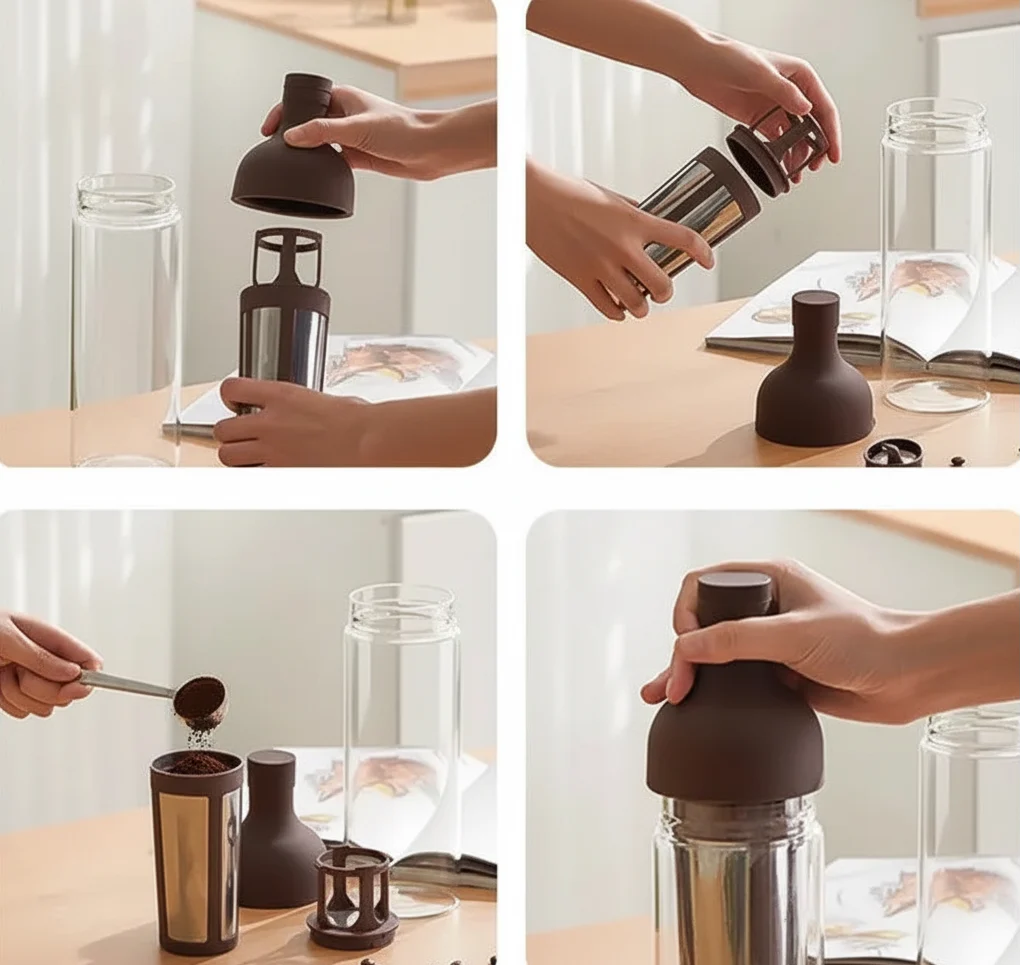 Cold Brew Coffee Maker – 1000ML High-Borosilicate Glass Pot for Smooth Cold Coffee, Fruit Tea and Refreshing Home Brewing