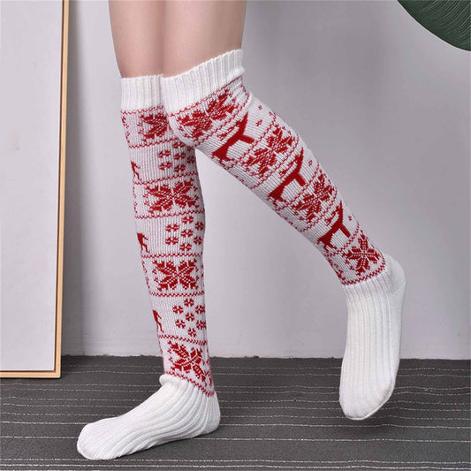 Women’s Christmas Knit Over-Knee Socks – Warm Cotton Winter Stockings, Trendy 2025 Holiday Accessories for Festive Outfits, Lounge Wear, and Seasonal Fashion