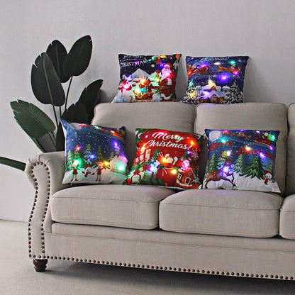 LED Christmas Pillowcase Cover – 45cm Luminous Cushion Cover with Holiday Patterns, Perfect New Year Home Decorations for Festive Ambiance