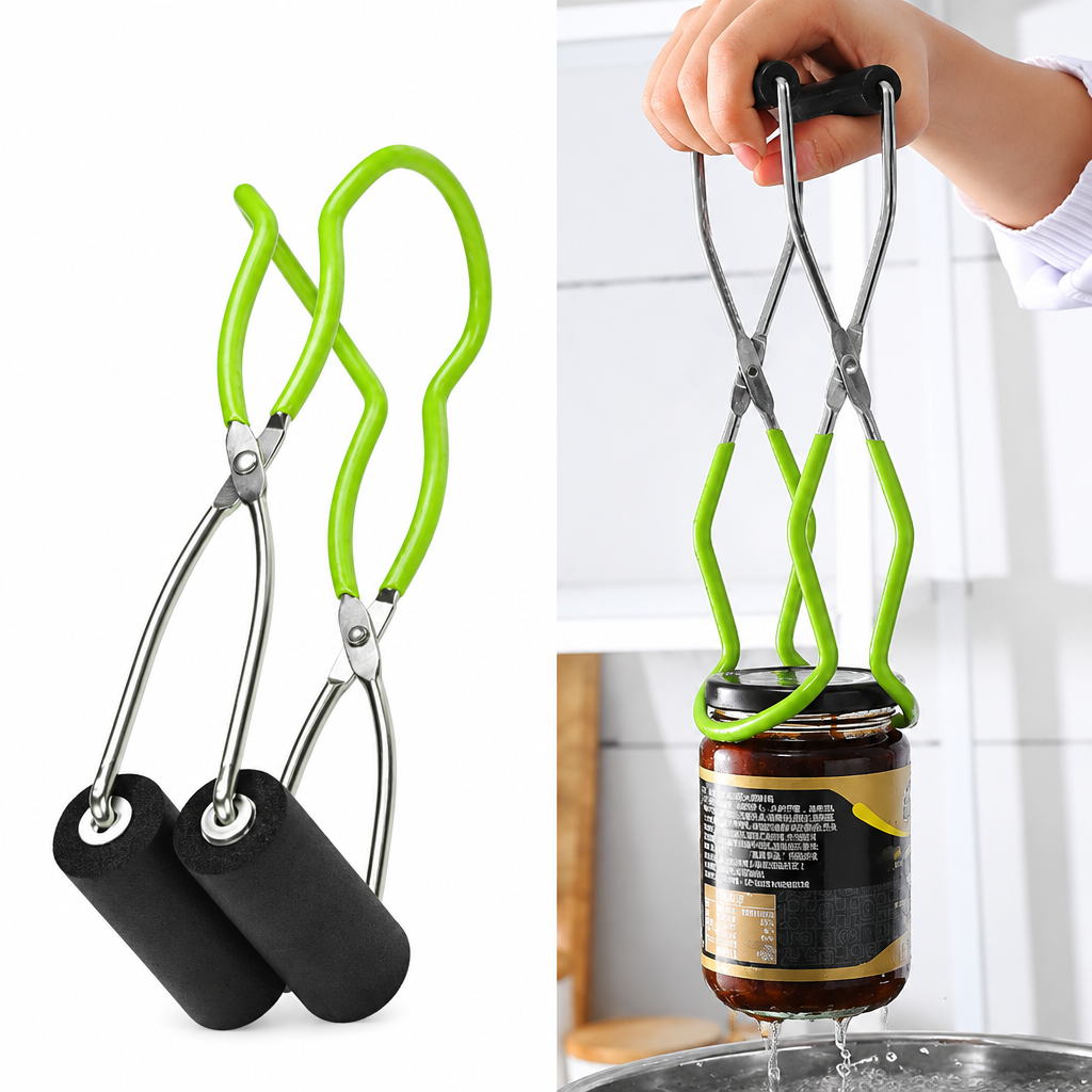 Stainless Steel Canning Jar Lifter – Grip Handle Tongs for Safely Handling Hot Mason Jars, Glass Containers and Home Preserving Projects