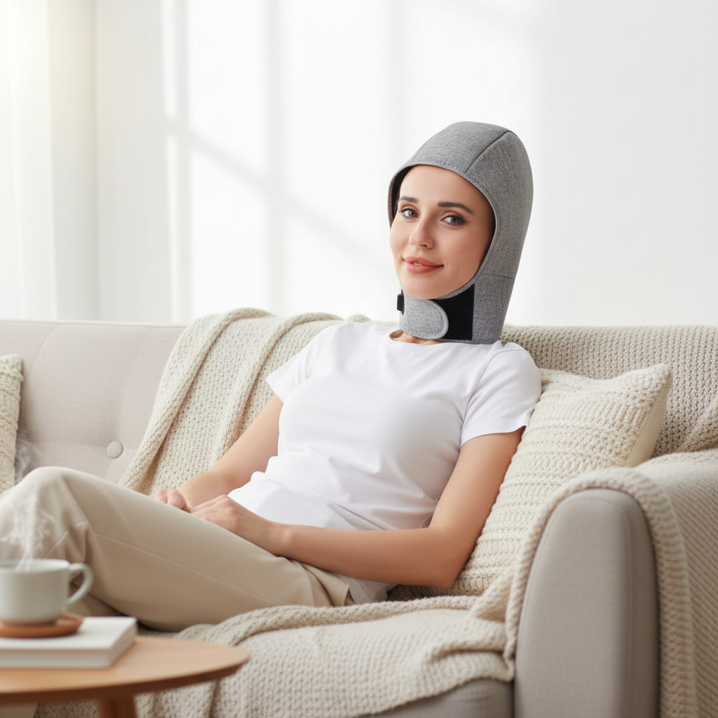 Red Light Heating Hat – Warm Head and Neck Relaxation Cap for Soothing Comfort, Stress Relief and Calming At-Home Rest Sessions