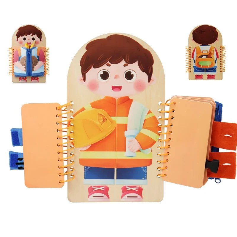 Multi-Layer Busy Board - Montessori Sensory Activity Toy for Dressing Practice, Fine Motor Skills and Learning