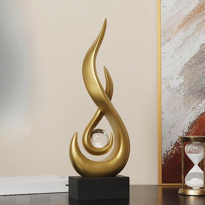 Modern Abstract Fire Resin Statue - Artistic Desk Ornament for Stylish Home Interiors, Study, or Office Decorative Placement