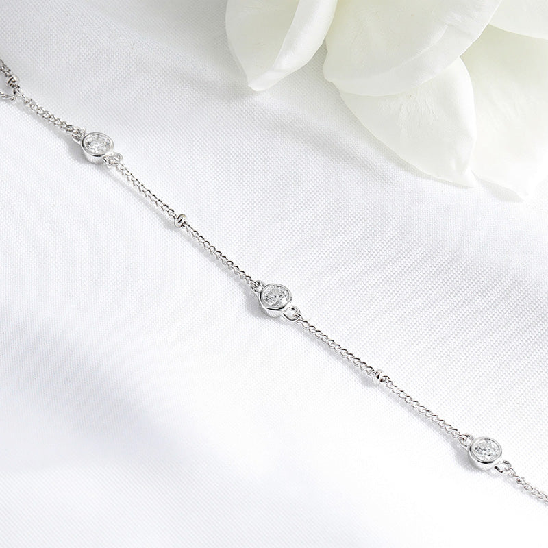 Adjustable Moissanite Bracelet – Sparkling 3MM Stones with 925 Sterling Silver and 18K-Plated Finish for Women, Weddings, Gifts and Everyday Luxury