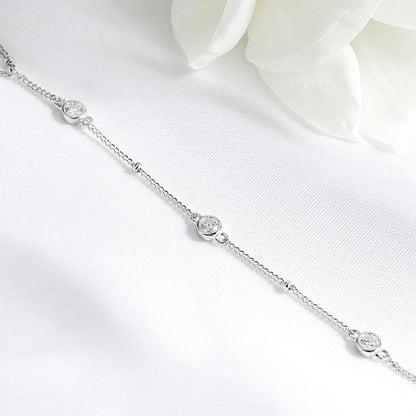 Adjustable Moissanite Bracelet – Sparkling 3MM Stones with 925 Sterling Silver and 18K-Plated Finish for Women, Weddings, Gifts and Everyday Luxury