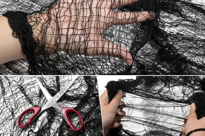 Black Creepy Halloween Gauze – 76x183CM Spooky Cloth Decoration for Windows, Tables, Doors, Haunted Houses and Horror Party Backdrops