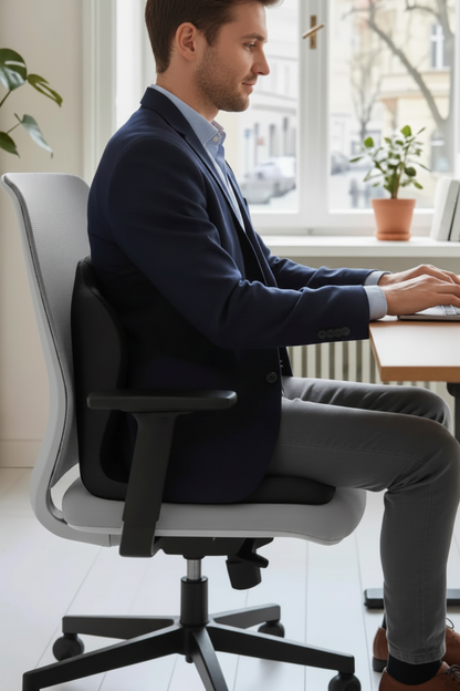 Ergonomic Memory Foam Lumbar Cushion – Pressure-Relief Back Support Pad for Office Chairs, Long Sitting, Posture Comfort and Everyday Seat Support