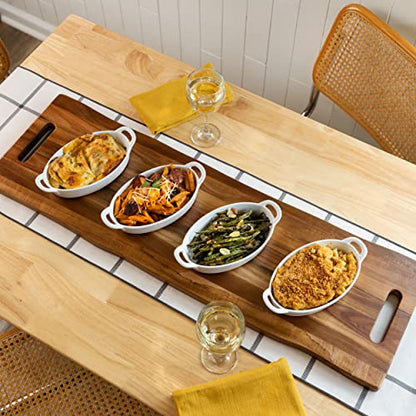Extra-Long Wooden Serving Board – Durable Handled Charcuterie and Cutting Platter for Cheese, Appetizers, Parties, Entertaining and Stylish Kitchen Display