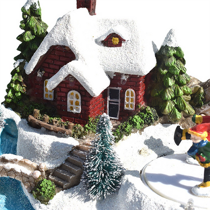 Glowing Christmas Village Resin Houses – Snowy LED Light Décor for Home Displays, Winter Scenes, Holiday Table Decorations, and Christmas Atmosphere