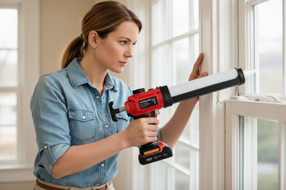 Electric Caulking Gun – 20V 3A Cordless Sealant Applicator with LED Light, Adjustable Push Rod and Aluminum Release Button for DIY Projects
