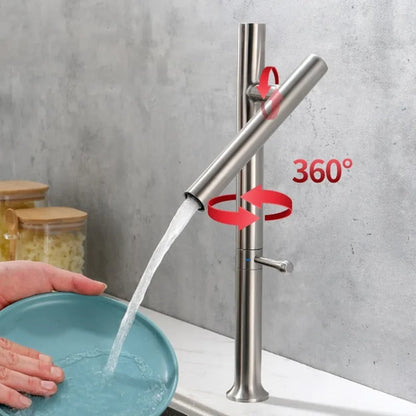 Stainless Steel Kitchen Faucet – Folding 360° Rotating Hot and Cold Mixer Tap with Ceramic Valve for Modern Sink Upgrades