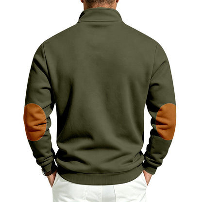 Men's Fleece Lined Sweatshirt – Thick Stand Collar Zip Up Pullover for Autumn Winter Casual Streetwear, Outdoor Comfort and Warmth