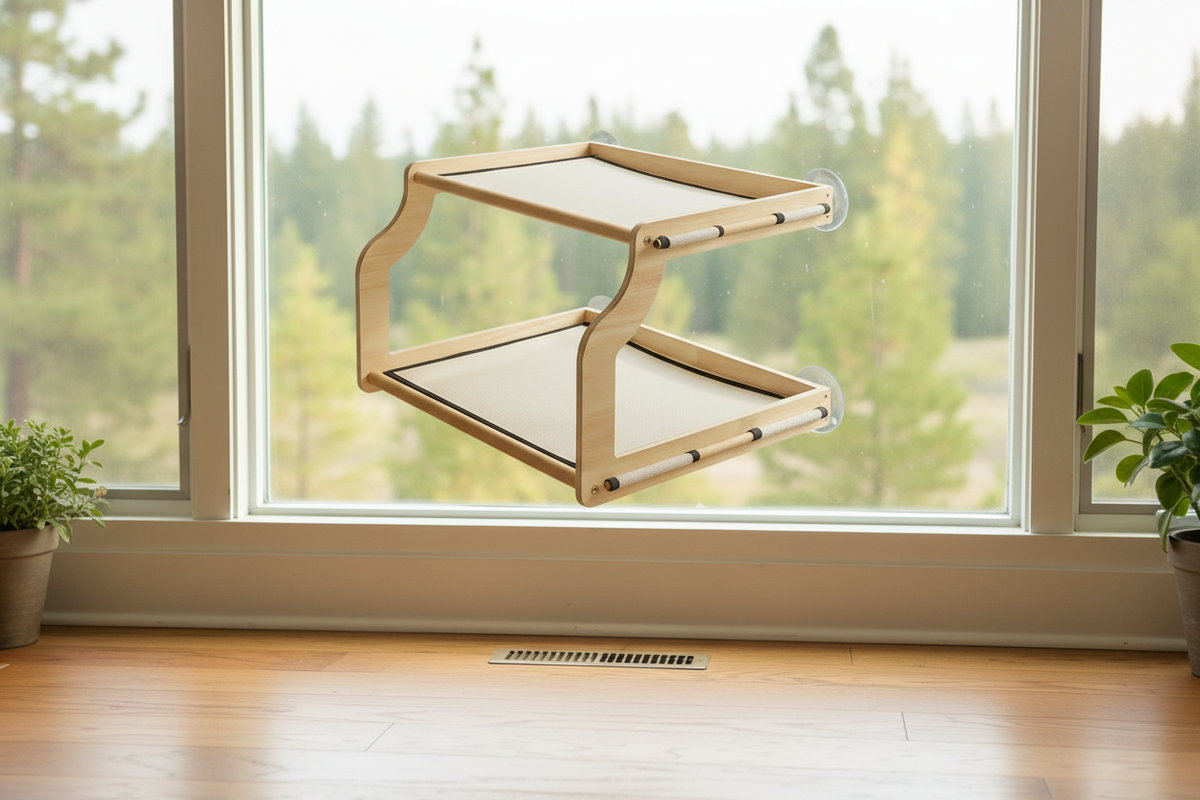 Heavy-Duty Cat Window Perch – Breathable Suction Cup Hammock Seat for Small, Medium and Large Cats to Lounge and Watch Outdoors