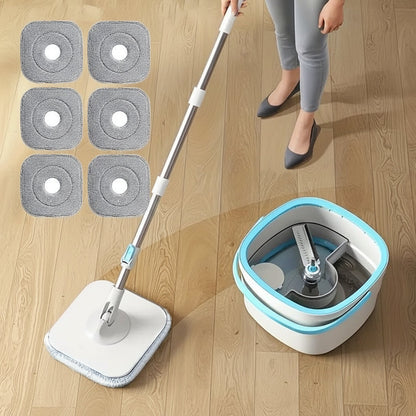 Spin Mop Bucket Set – 360° Self-Wringing Floor Cleaning Mop with Water Separation and Absorbent Design for Household Floors