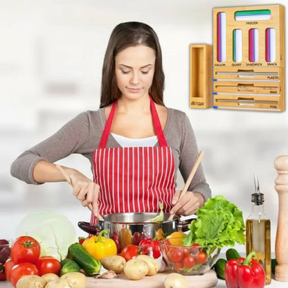 Bag Sealer Organizer – 9-in-1  Kitchen Drawer Storage Box for Ziplock Bags, Cling Film & Food Bag Organization