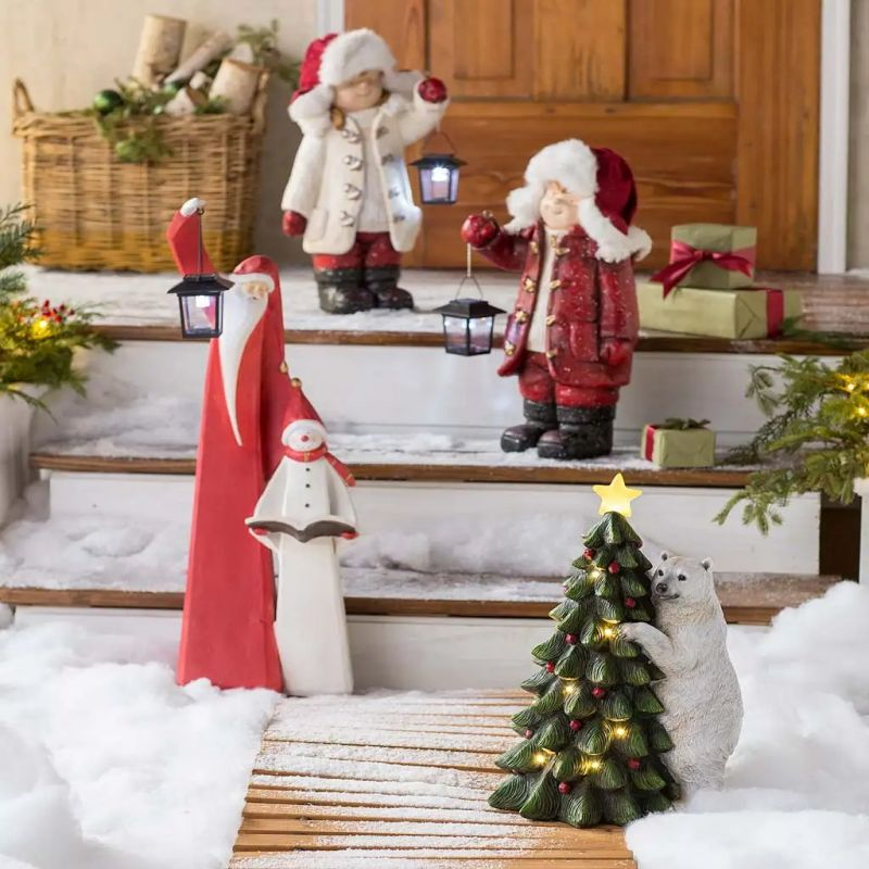 Christmas Children's Lantern Figurine - Adorable Holiday Lantern Sculpture for Kids, Festive Santa and Snowman Decorative Light for Home & Xmas Displays