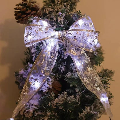 Christmas Ribbon Fairy String Lights – DIY Decorative Bow Lights for Christmas Trees, Holiday Home Decorating, Xmas and New Year Seasonal Ornament