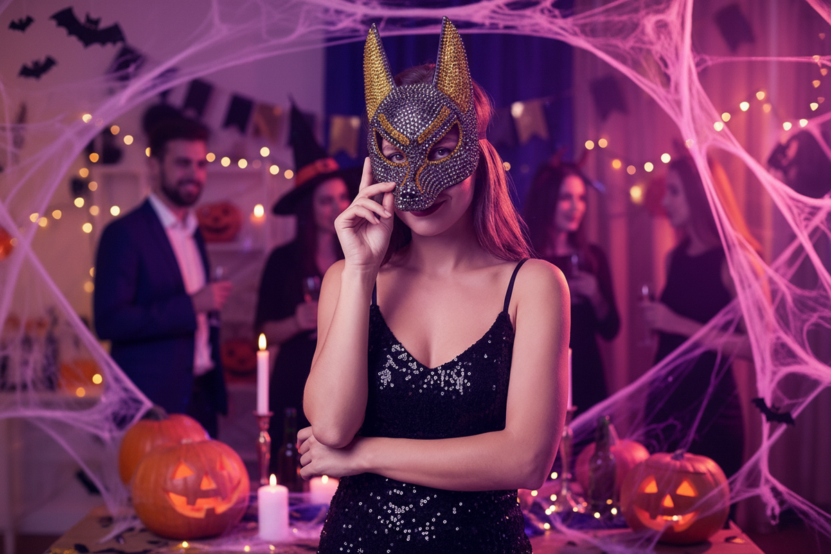 Luxury Rhinestone Wolf Mask – Sparkling Animal Half-Face Masquerade Accessory for Halloween, Costume Balls, Festivals and Dramatic Party Looks