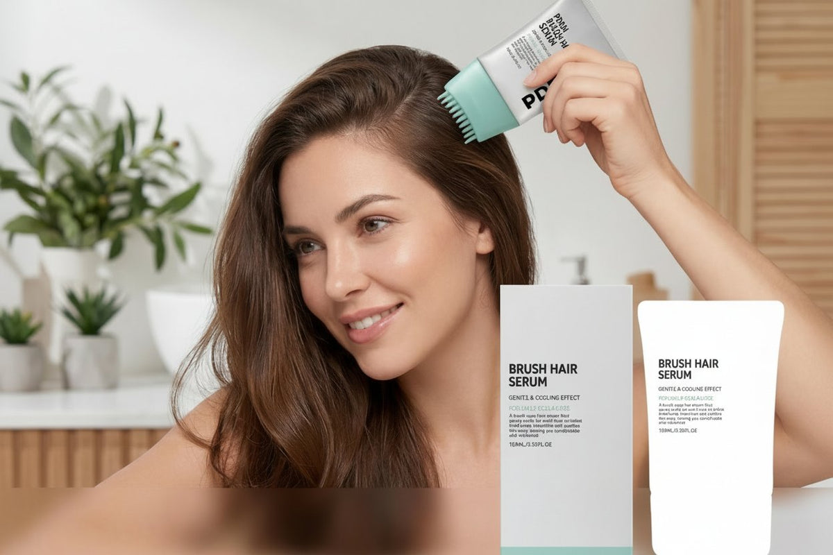 PDRN Hair Serum with Built-In Brush – Scalp Massager Formula for Stronger-Looking Roots, Daily Nourishment and Healthy Hair-Care Maintenance