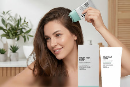 PDRN Hair Serum with Built-In Brush – Scalp Massager Formula for Stronger-Looking Roots, Daily Nourishment and Healthy Hair-Care Maintenance