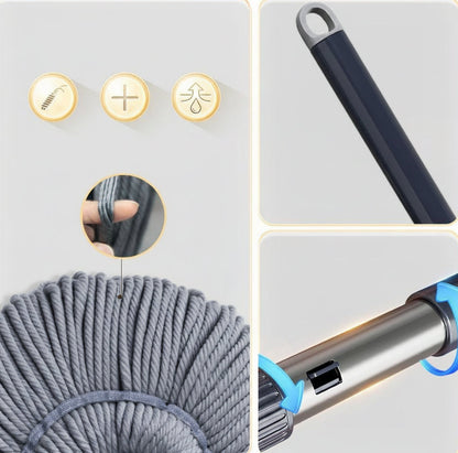 Self-Wringing Spin Mop – 40cm Microfiber Wet and Dry Floor Cleaner with Hands-Free Washing for Kitchen, Bathroom and Home