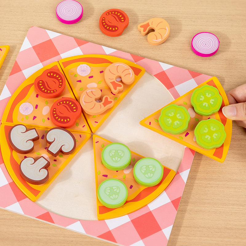 Wooden Donut Pizza Cookie Puzzle Set – Pretend Food Educational Toy for Kids with Matching, Sorting and Creative Kitchen Roleplay Fun