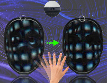 Gesture-Sensing LED Face Display – Interactive Light-Up Face-Changing Device with Hands-Free Controls for Parties, Costumes, Events and Creative Entertainment