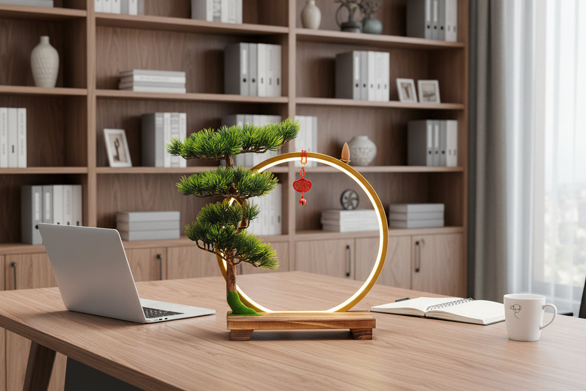 Chinese Zen LED Incense Ornament – Warm Light Ring Lamp with Backflow Display for Relaxing Atmosphere & Unique Home Decor