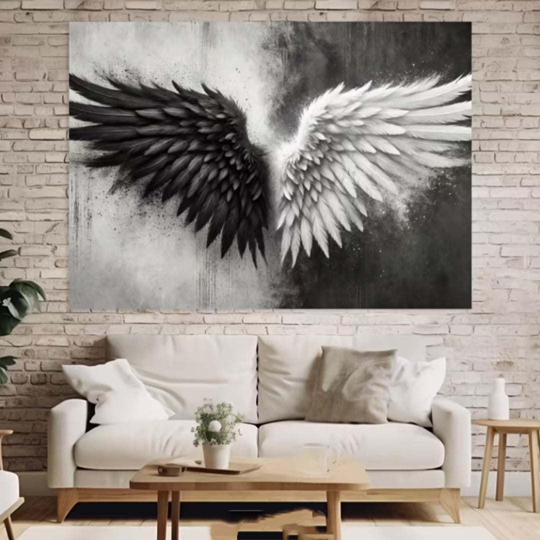 Neon Angel Wings Tapestry – 3D UV-Reactive Luminous Wall Decor for Gaming Rooms, Bedrooms and Living Spaces with Striking Glow Effects