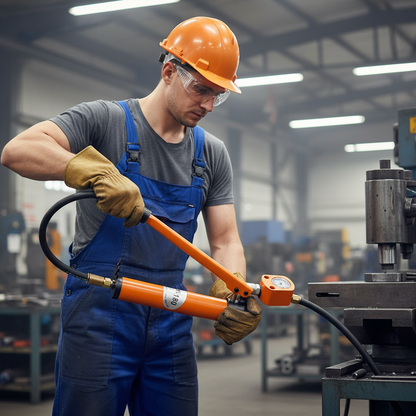 Hydraulic Ram Cylinder Jack – 10T Low-Profile Single-Acting Mini Porta Power Ram with CP-180 Hand Pump for Machinery and Shipbuilding Repairs