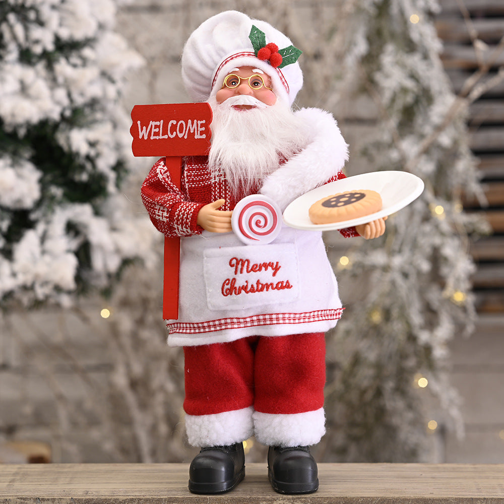 Standing Chef Santa Claus Figurine – 12-Inch Christmas Home Decoration, Festive Table Ornament & Holiday Party Display for Navidad 2025