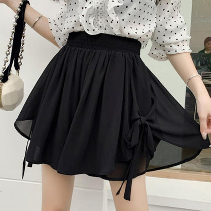 Korean Wide-Leg Chiffon Shorts – Women’s Elastic-Waist Baggy Summer Pants with Elegant Aesthetic Styling, Casual Comfort and Relaxed Everyday Fit