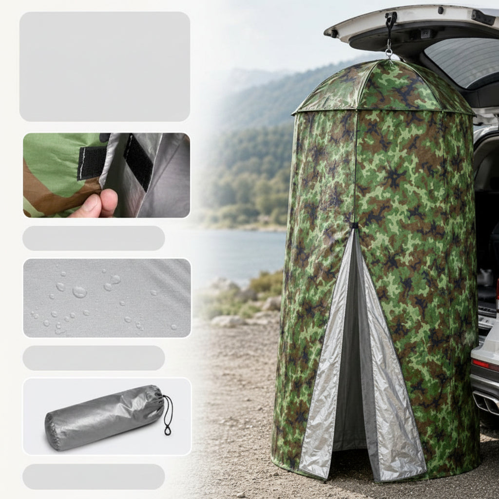 Pop-Up Privacy Shower Tent – Portable Outdoor Camping Toilet and Changing Shelter with Hanging Design, Quick Setup and Convenient Carry Bag