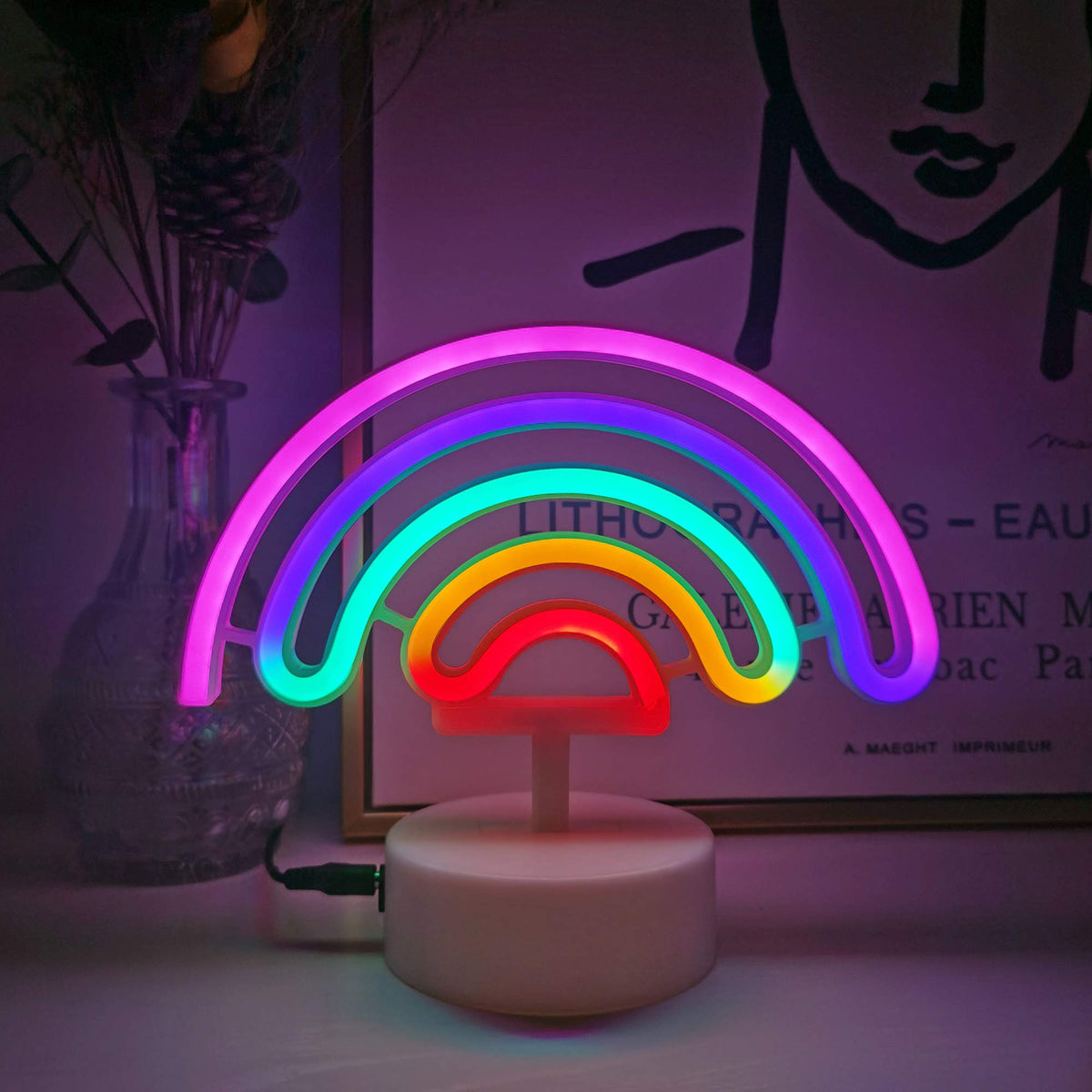 Desktop Neon Light Sign-USB Battery Powered Decorative LED Lamp for Weddings Parties and Romantic Room Decor