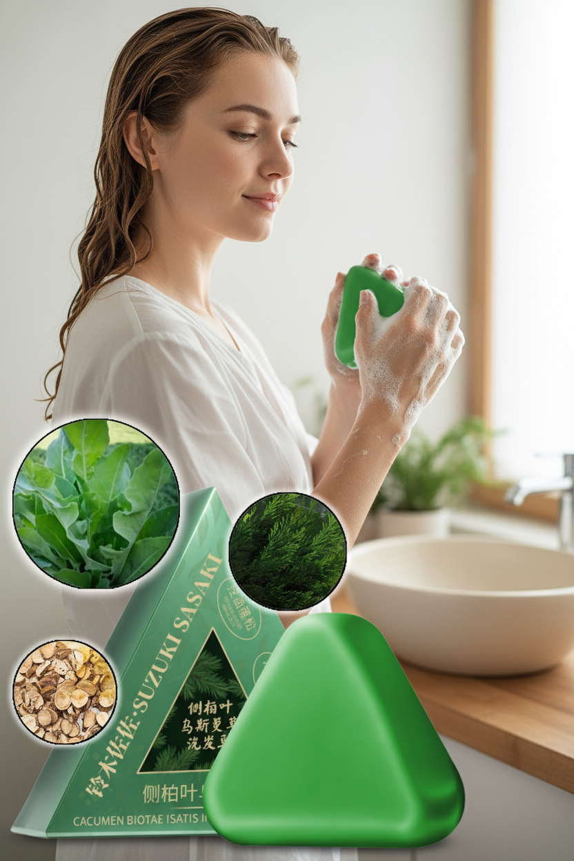 Platycladus Herbal Shampoo Soap – Natural Scalp Cleansing Bar for Oil Control, Stronger-Looking Roots and Healthy Everyday Hair Care